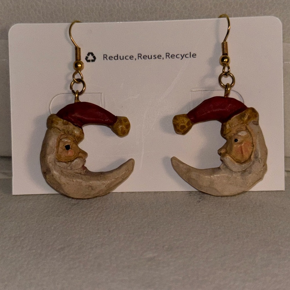 Vintage Santa Moon pierced Earrings